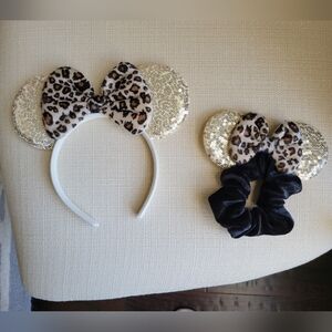 Leopard Minnie Mouse Ears with matching scrunchie